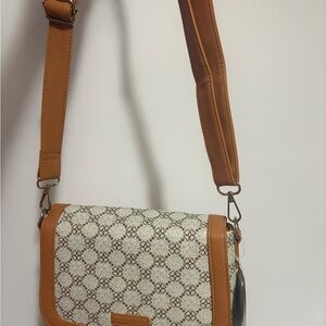 Chic Tan and Cream Crossbody Bag